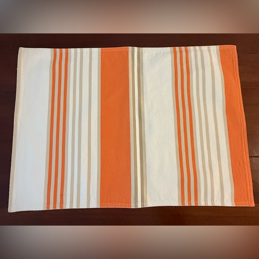 NWT Pottery Barn Striped Orange and White Placemat